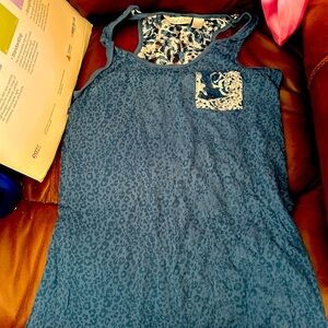 Blue lace see through tank Derick Heart sz Lg